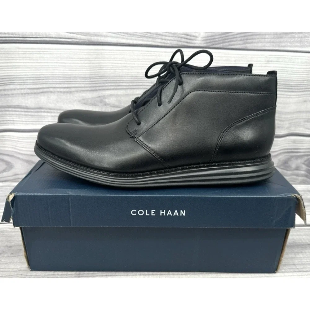 COLE HAAN ORIGINALGRAND CHUKKA  BOOTS  Men's‎ Size 11.5 M  BLACK LEATHER